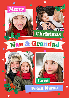 Merry Christmas Nan and Grandad 4 Photo Card