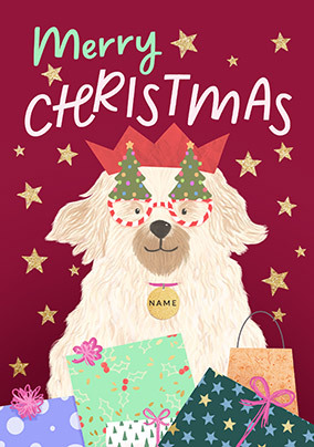 Party Dog Personalised Christmas Card