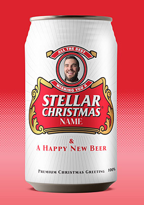 Stellar Christmas Beer Can Photo Card