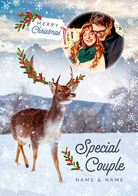 Special Couple Reindeer Photo Christmas Card