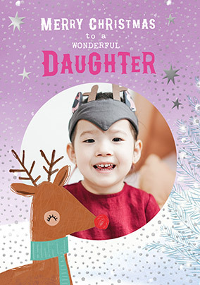 Reindeer Daughter Christmas Photo Card