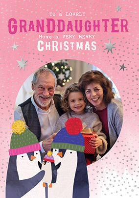 Penguins Granddaughter Christmas Photo Card