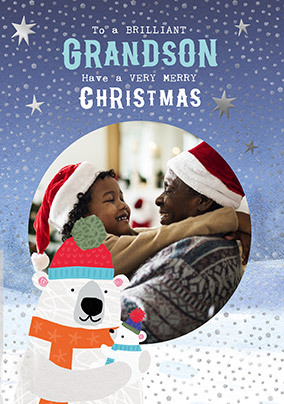 Polar Bear Grandson Christmas Photo Card