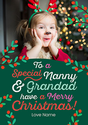 Merry Christmas Nanny and Grandad Photo Card