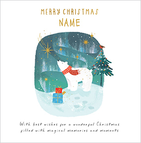 Polar Bear Personalised Merry Christmas Card