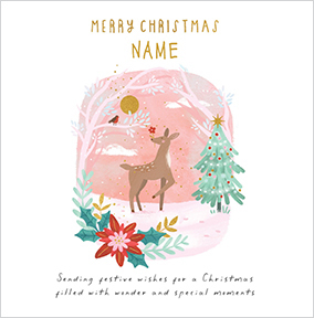 Reindeer Personalised Merry Christmas Card