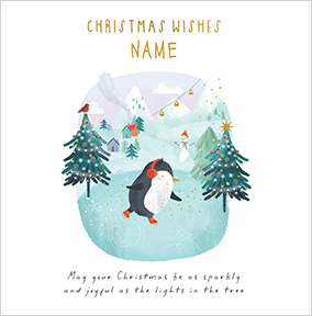 Penguin Personalised Merry Christmas Card