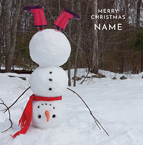 Handstand Snowman Personalised Merry Christmas Card