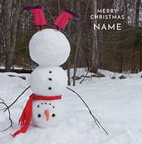 Tap to view Handstand Snowman Personalised Merry Christmas Card