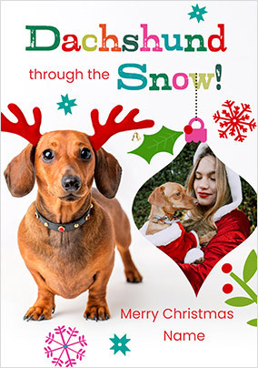 Rachael Hale Dachshund Through The Snow Christmas Photo Card