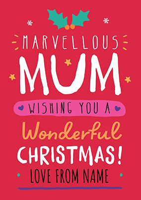 Marvellous Mum Personalised Christmas Card