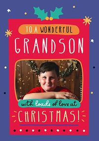 Tap to view Wonderful Grandson Christmas Photo Upload Card