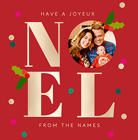 Joyeux Noel Square Photo Upload Christmas Card