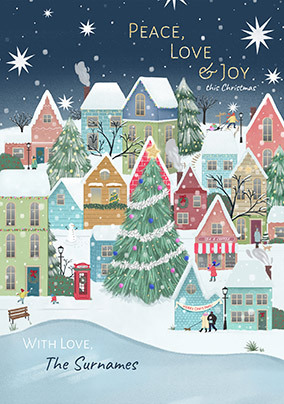 From the Surnames  Personalised Christmas Village Card