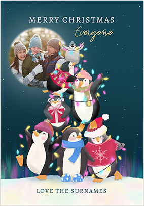 Merry Christmas from the Family Penguin Photo Card