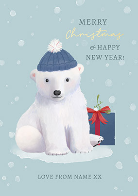 Polar Bear Merry Christmas and Happy New Year Card