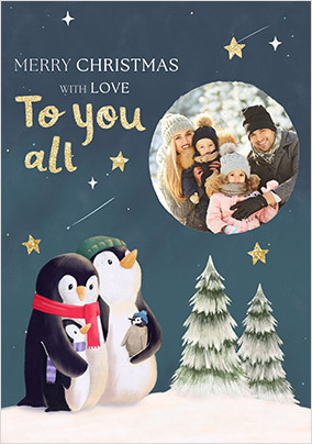 Penguin Family Merry Christmas to you all Photo Card