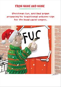 Tap to view Dad's Welcome Sign For Carols Christmas Card