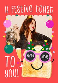 Tap to view A Festive Toast Red Photo Christmas Card