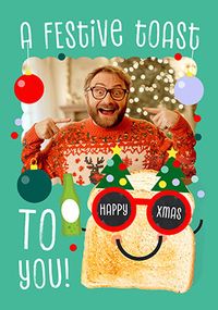 Tap to view A Festive Toast Green Photo Christmas Card