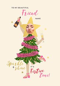 Tap to view Christmas Tree Dress Photo Card for Friend