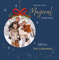 Tap to view Magical Xmas Bauble Photo Square Christmas Card
