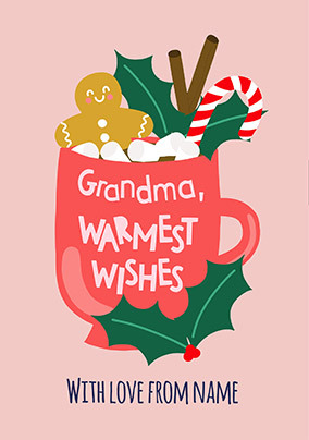 Warmest Wishes Grandma Personalised Christmas Card