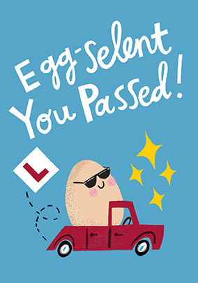 ZDISC 07/23 OUT OF LICENCE - Egg-sellent You Passed Your Driving Test Congratulations Card