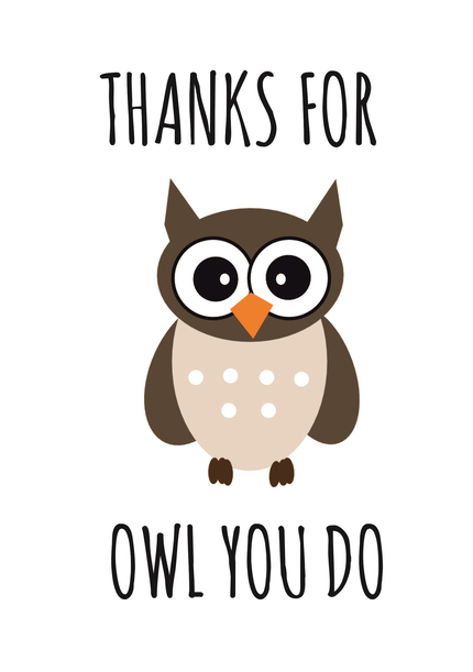 Owl Thank You Card 