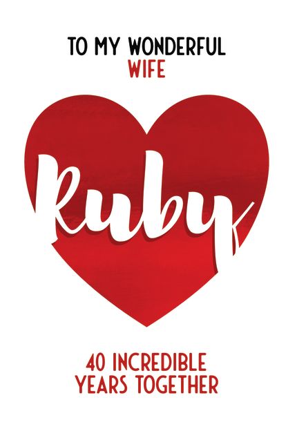 Ruby Wife Anniversary Card | Funky Pigeon