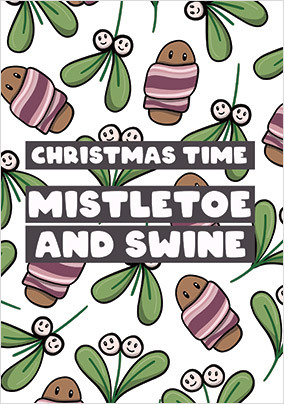 Mistletoe and Swine Christmas Card