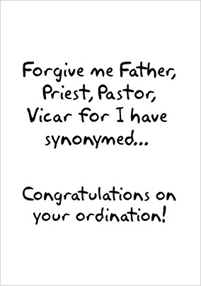 Congratulations On Your Ordination Card
