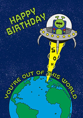 Out of this World Space Birthday Card