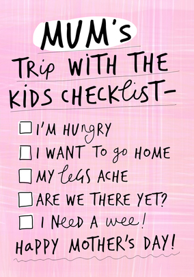 Kids Checklist Mother's Day Card