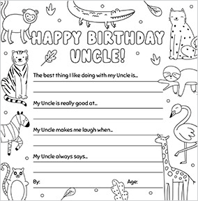 Uncle Animal Prompts Birthday Card