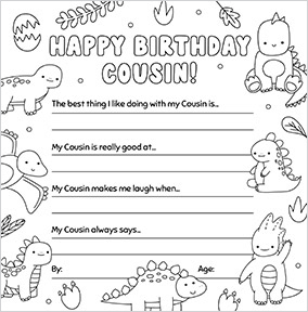 Cousin Dino Prompts Birthday Card