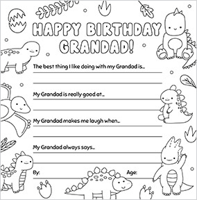 Grandad Dino Prompts Birthday Card