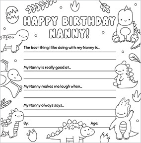 Nanny Dino Prompts Birthday Card