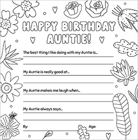 Auntie Flower Prompts Birthday Cards