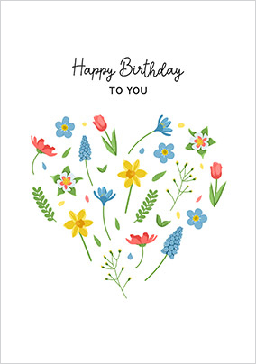 Heart Flowers Birthday Cards | Funky Pigeon