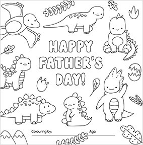 Father's Day Dinosaur Colouring Card
