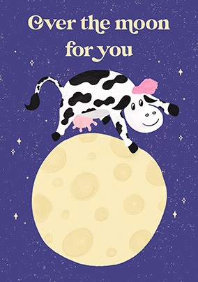 Over The Moon For You New Baby Card