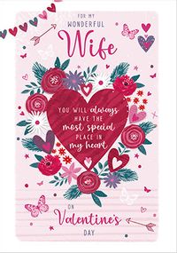 Tap to view Wife Heart and Flowers Valentine's Day Card