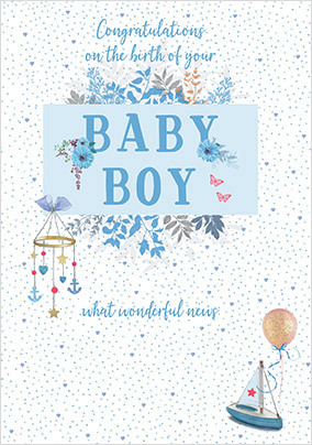 Baby Boy Welcome Card