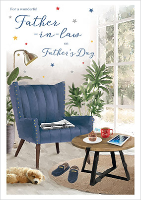 Father in Law Arm Chair Father's Day Card