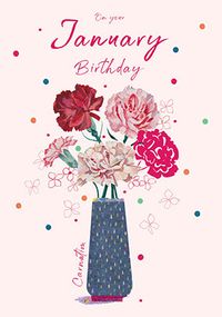 Tap to view Carnations January Birthday Card