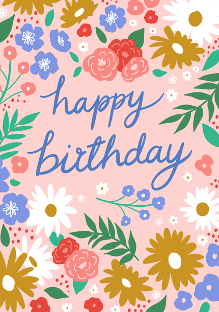 Flowers and Leaves Pretty Birthday Card | Funky Pigeon