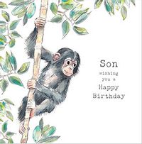 Tap to view Son Cute Chimp Birthday Card