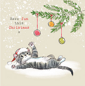 Cat Have fun this Christmas Card