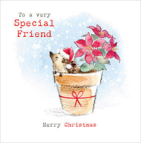 Special Friend Hedgehog Christmas Card